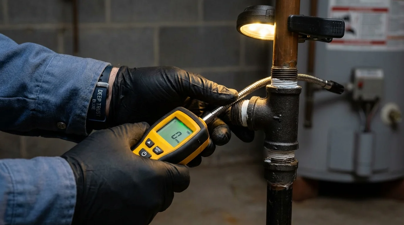 Gas leak detection with electronic sniffer by Johns Plumbing LLC in Eugene