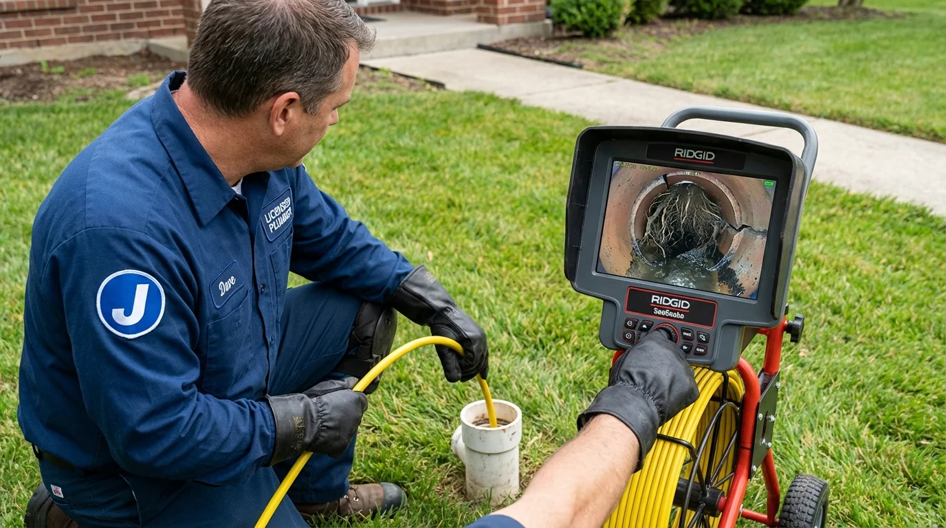 Sewer camera inspection being performed by Johns Plumbing LLC in Eugene
