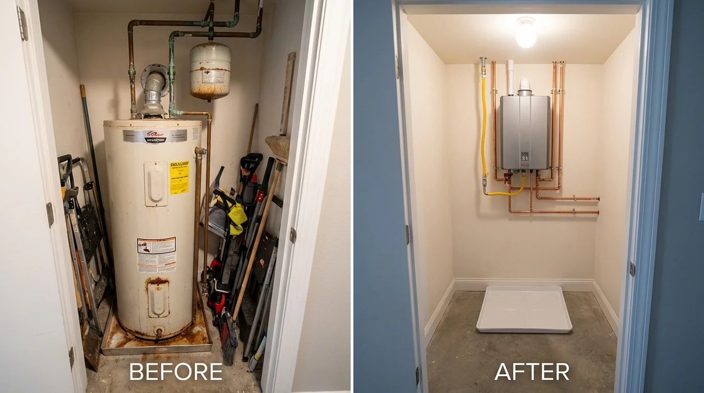 Tank water heater versus wall-mounted tankless unit comparison for Eugene, OR homeowners