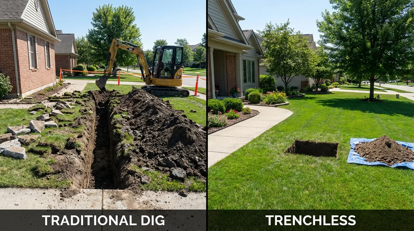 Trenchless sewer repair with minimal yard damage versus traditional excavation in Eugene, OR